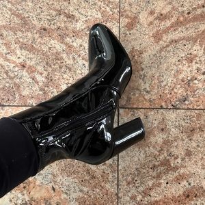 Aldo black latex boot heels